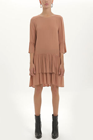 Devetüyü Bol kesim fırfırlı mini elbise 92395 | 40