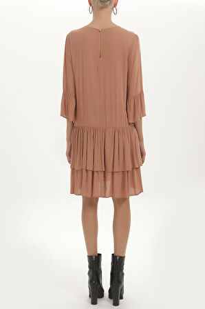 Devetüyü Bol kesim fırfırlı mini elbise 92395 | 40