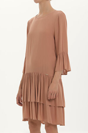 Devetüyü Bol kesim fırfırlı mini elbise 92395 | 40