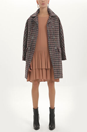 Devetüyü Bol kesim fırfırlı mini elbise 92395 | 40