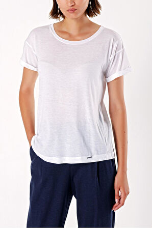 Beyaz Bol Kesim Basic Tshirt  19712 | 44