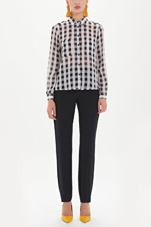 Ekose Bol kesim şifon bluz 10677 | 44