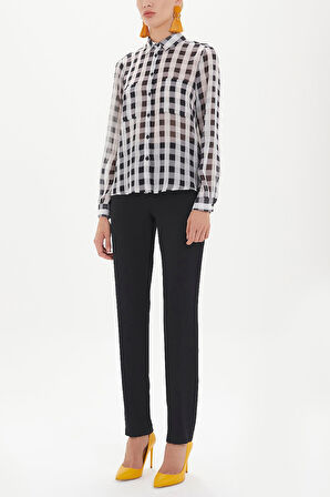 Ekose Bol kesim şifon bluz 10677 | 44