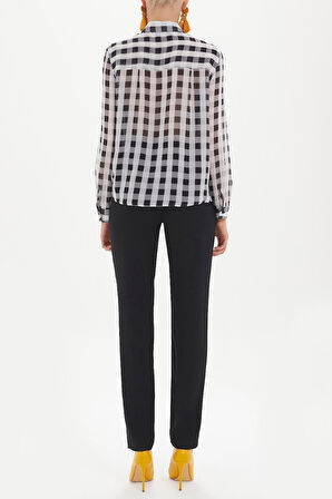 Ekose Bol kesim şifon bluz 10677 | 44