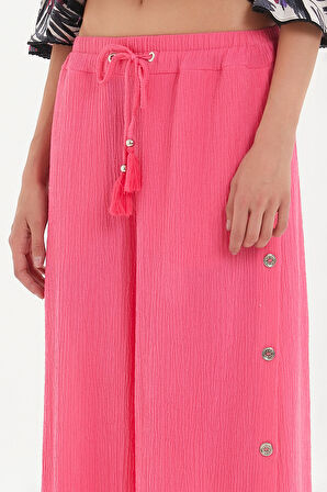 Pembe Yanları düğmeli bol kesim pantolon 41309 | 42