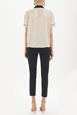 Bej Kontrast biyeli bluz 10675 | 42