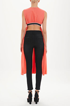 Kırmızı Sırt dekolteli kısa kollu midi elbise 92399 | 40