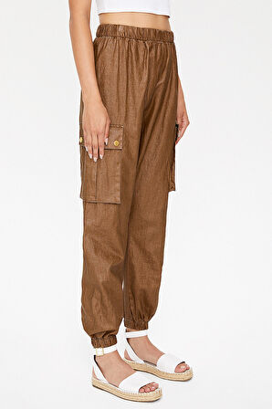 Kahve Kargo cepli keten pantolon 41301 | 42