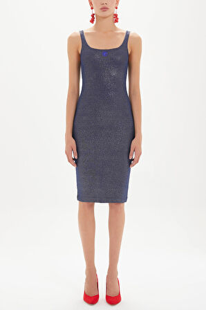 Mavi Askılı dar kesim mini örme elbise 91967 | 40