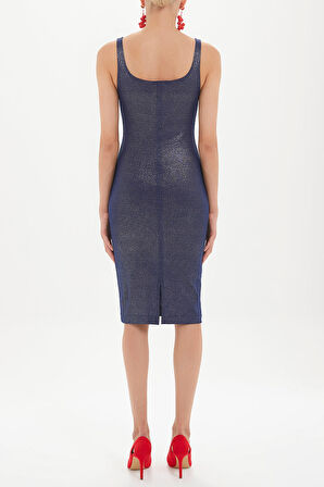 Mavi Askılı dar kesim mini örme elbise 91967 | 40