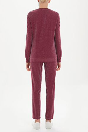 Bordo Şerit detaylı eşofman takım 12223 | 40