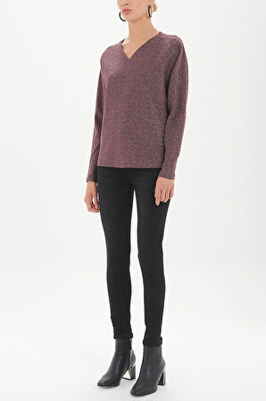 Bordo Fermuarlı bol kesim bluz 19721 | 42