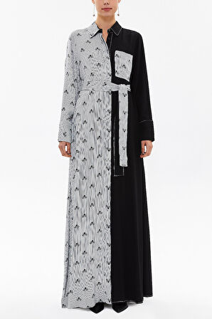 Siyah Bol kesim uzun elbise 92569 | 42