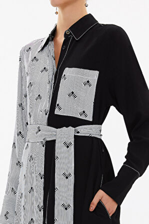 Siyah Bol kesim uzun elbise 92569 | 44