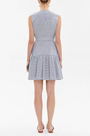 Çizgili Büzgülü kolsuz mini elbise 92703 | 40