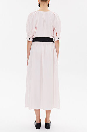 Pembe V yaka uzun elbise 92761 | 46