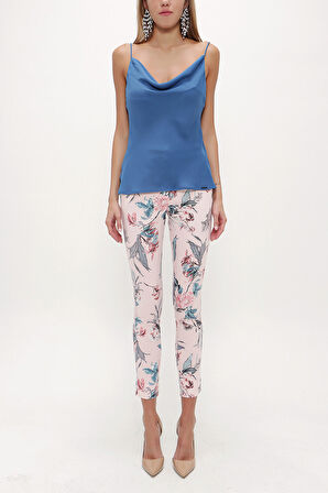 Mavi Degaje yaka askılı bluz 19755 | 42