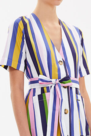 Çizgili Kısa kollu mini elbise 92763 | 40