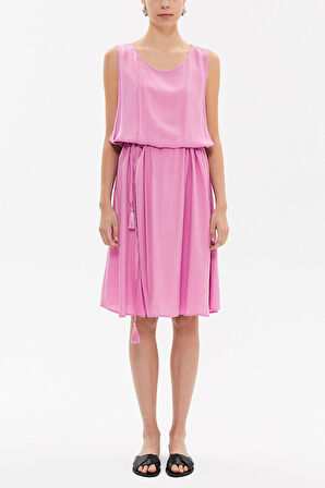 Lila Kolsuz bol kesim midi elbise 92814 | S