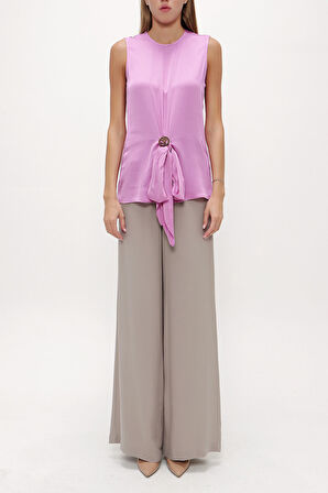 Lila Metal aksesuar detaylı bluz 19753 | 40