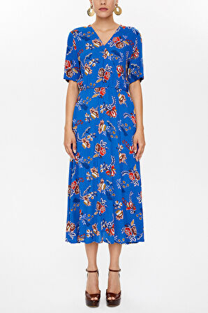 Mavi Anvelop kapama lastikli midi elbise 92790 | 42