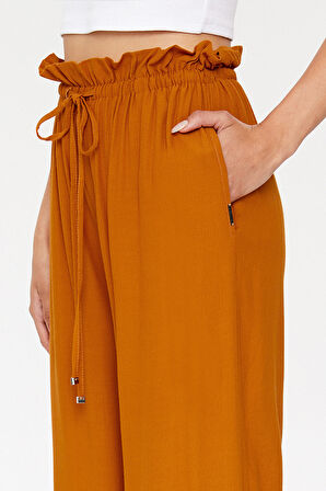Hardal Beli lastikli bol paça pantolon 41345 | 42