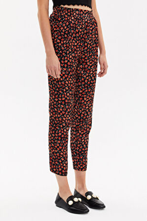 Siyah Kırmızı Lastikli bol kesim pantolon 41341 | 48