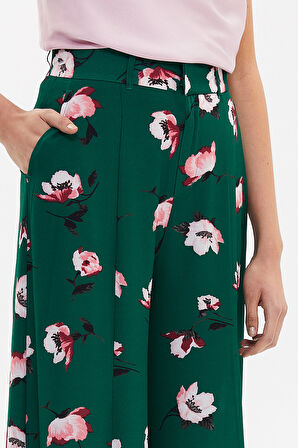 Yeşil Yüksek bel bol paça pantolon 41327 | 40