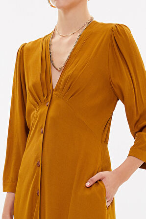 Hardal V yaka uzun elbise 92840 | 40