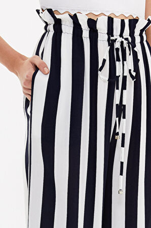 Lacivert Beli lastikli bol paça pantolon 41346 | 40