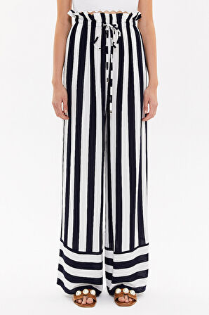 Lacivert Beli lastikli bol paça pantolon 41346 | 44