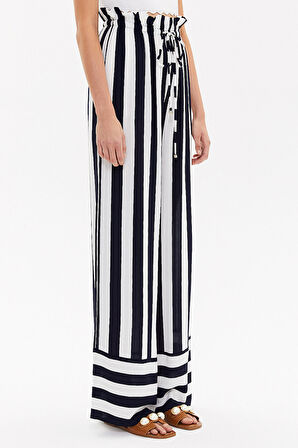 Lacivert Beli lastikli bol paça pantolon 41346 | 44