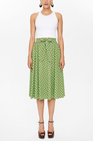 Haki Lastikli desenli etek 81064 | 44