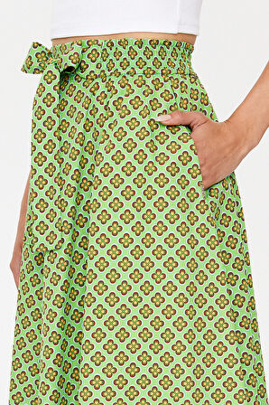 Haki Lastikli desenli etek 81064 | 44