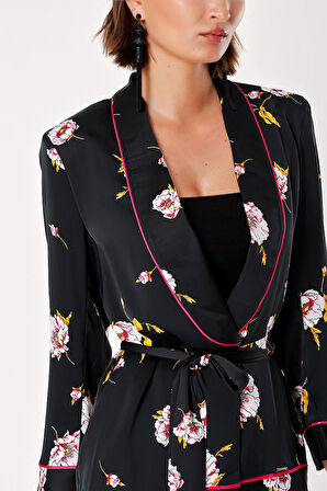 Siyah Kemerli blazer ceket 61119 | 46