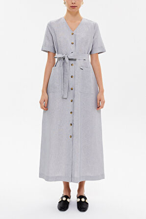 Siyah Kısa kollu midi elbise 92852 | 40