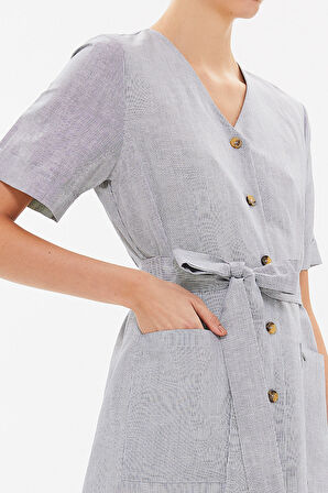 Siyah Kısa kollu midi elbise 92852 | 40