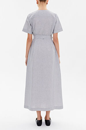 Siyah Kısa kollu midi elbise 92852 | 40