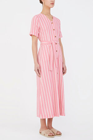 Pembe Kısa kollu midi elbise 92852 | 42