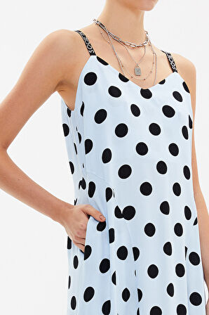 Mavi Kristal taşlı kolsuz uzun elbise 92849 | 44