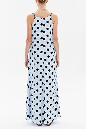 Mavi Kristal taşlı kolsuz uzun elbise 92849 | 44