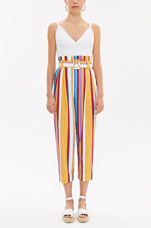 Çizgili Kemerli pantolon 41351 | 44