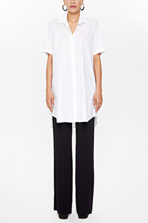 Beyaz Kısa kollu poplin gömlek 10732 | 44