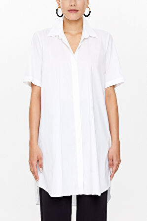 Beyaz Kısa kollu poplin gömlek 10732 | 44