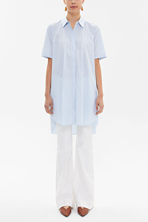 Mavi Kısa kollu poplin gömlek 10732 | 44