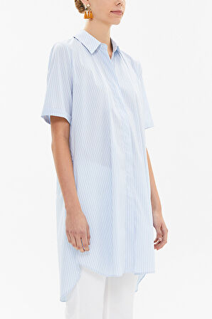 Mavi Kısa kollu poplin gömlek 10732 | 44