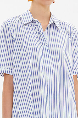 Lacivert Kısa kollu poplin gömlek 10732 | 44