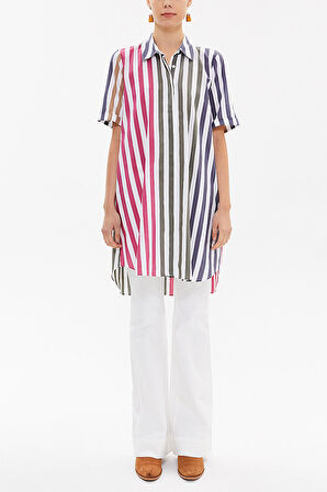 Mor Kısa kollu poplin gömlek 10732 | 46