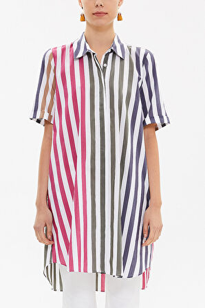 Mor Kısa kollu poplin gömlek 10732 | 46