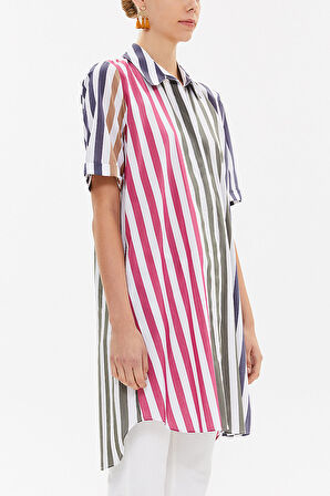 Mor Kısa kollu poplin gömlek 10732 | 46